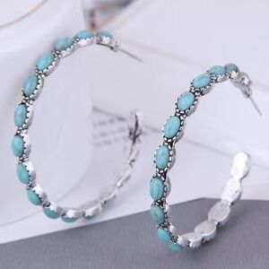 Turquoise Statement Hoops